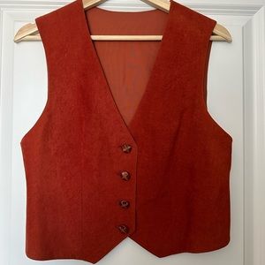 Vintage Terracotta Suede Tailored Vest Size Small to Medium